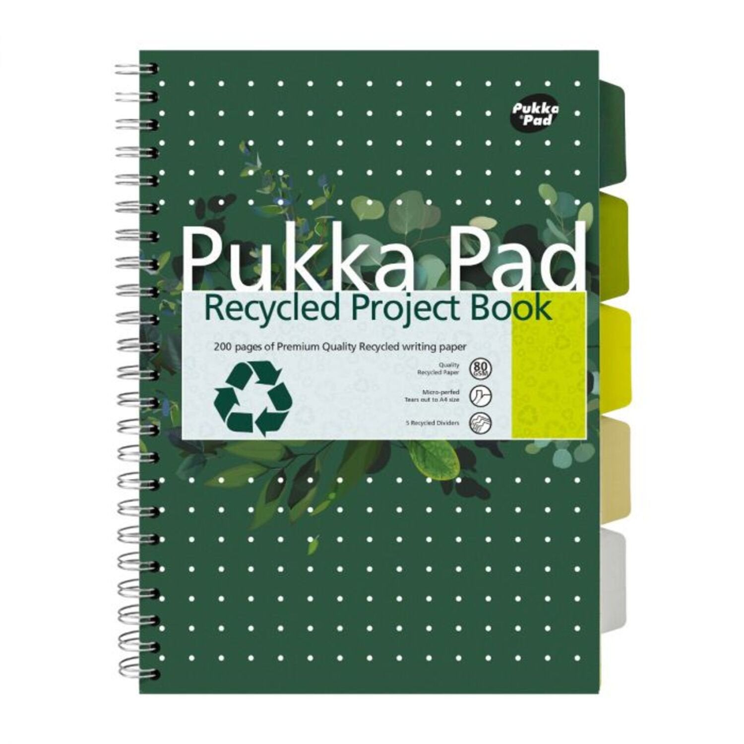 Pukka Recycled Project Book A4 Wirebound 200 Pages Recycled Card Cover (Pack 3) 6050-REC - ONE CLICK SUPPLIES