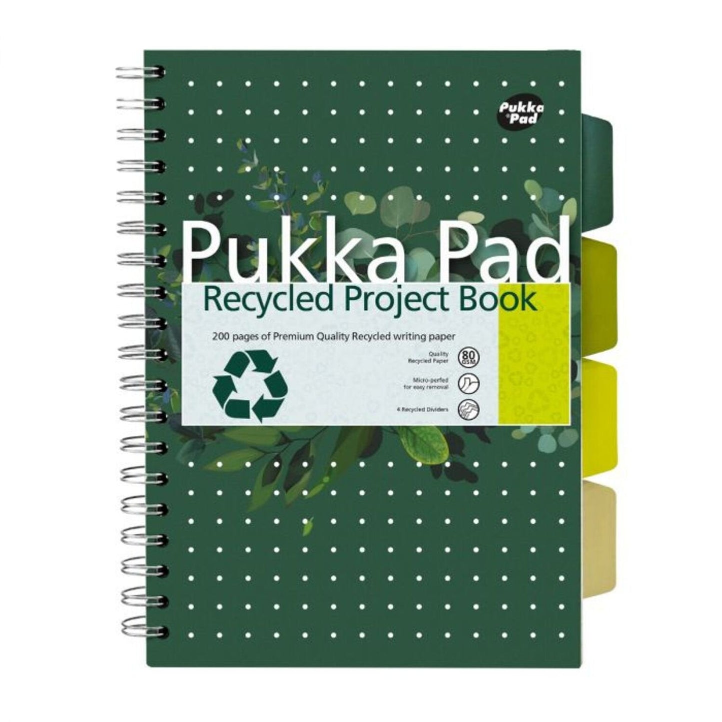 Pukka Recycled Project Book B5 Wirebound 200 Pages Recycled Card Cover (Pack 3) 6052-REC - ONE CLICK SUPPLIES