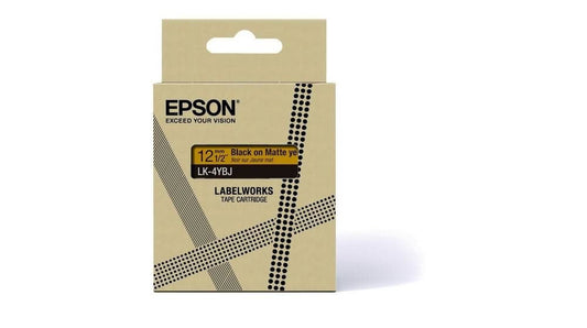 Epson LK-4YBJ Black on Matte Yellow Tape Cartridge 12mm - C53S672074 - ONE CLICK SUPPLIES