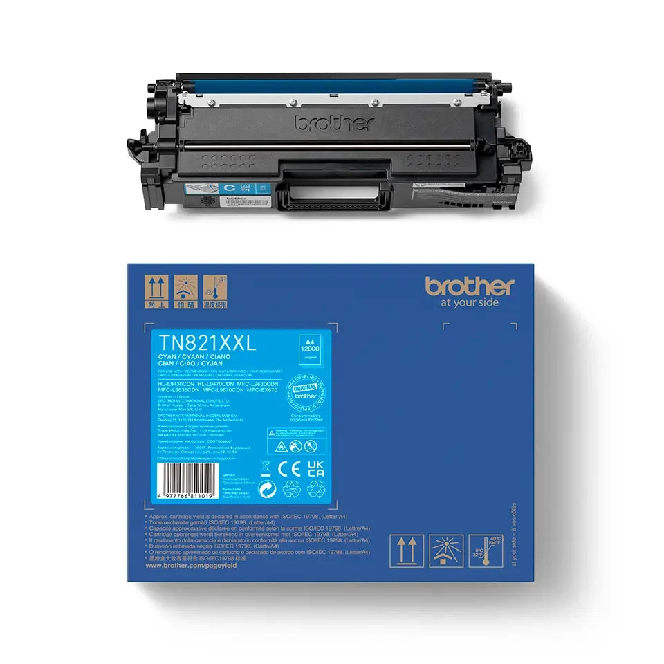 Brother Cyan Extra High Yield Toner Cartridge 12K pages - TN821XXLC - ONE CLICK SUPPLIES