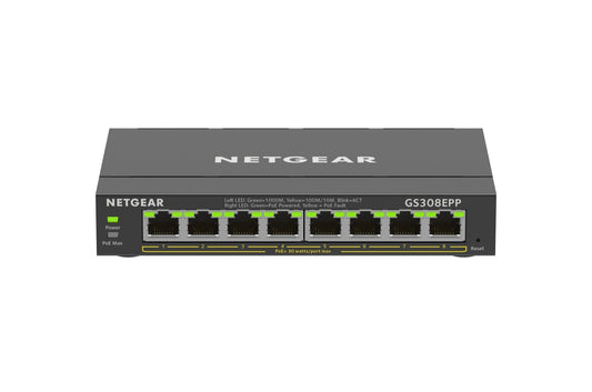 NETGEAR GS308EPP 8 Port Managed L2 L3 Gigabit Ethernet Power over Ethernet Network Switch - ONE CLICK SUPPLIES