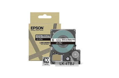 Epson LK-4TBJ Black on Matte Clear Tape Cartridge 12mm - C53S672065 - ONE CLICK SUPPLIES