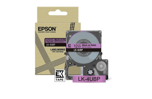 Epson LK-4UBP Black on Purple Tape Cartridge 12mm - C53S672101 - ONE CLICK SUPPLIES