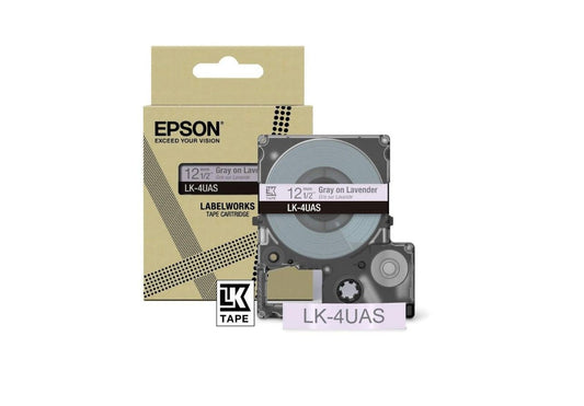 Epson LK-4UAS Gray on Soft Purple Tape Cartridge 12mm - C53S672107 - ONE CLICK SUPPLIES