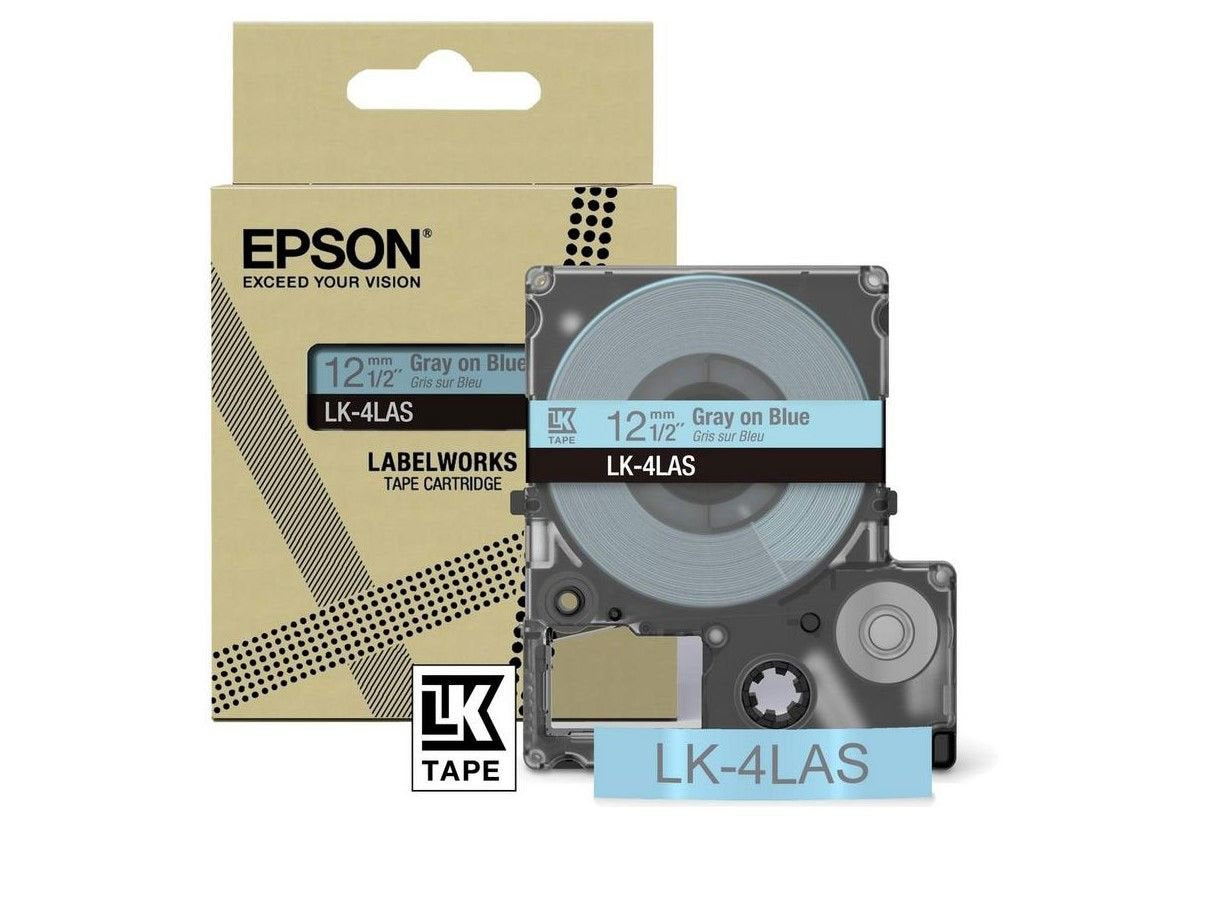 Epson LK-4LAS Gray on Soft Blue Tape Cartridge 12mm - C53S672106 - ONE CLICK SUPPLIES