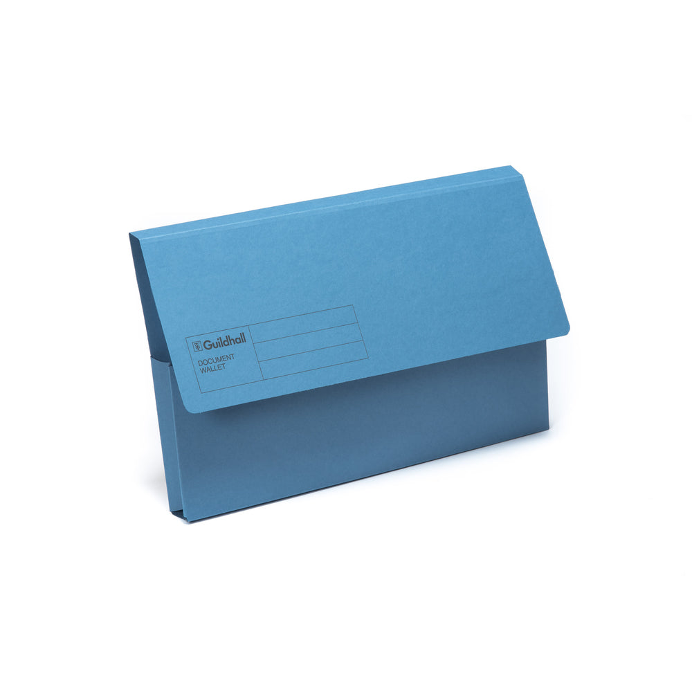 Guildhall Blue Angel Document Wallet Manilla Foolscap Half Flap 285gsm Blue (Pack 50) - GDW1-BLUZ - ONE CLICK SUPPLIES