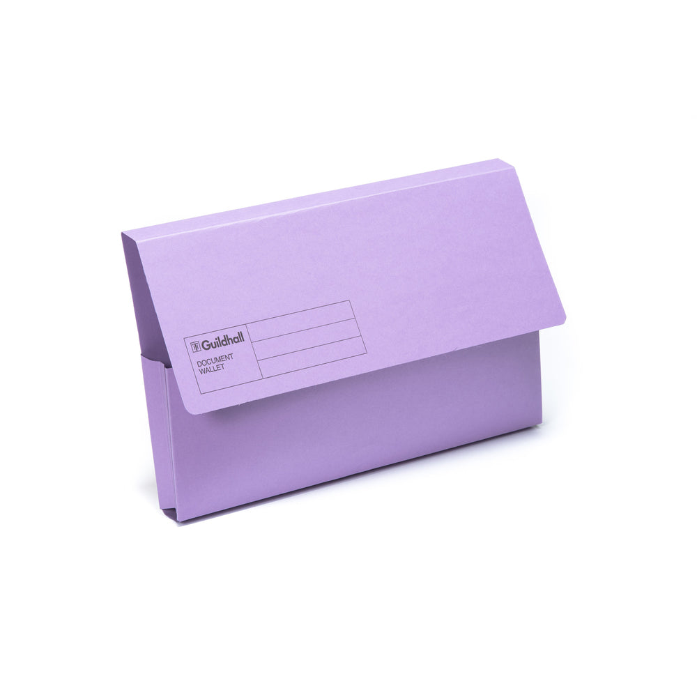 Guildhall Document Wallet Manilla Foolscap 285gsm Violet (Pack 50) - GDW1-VLTZ - ONE CLICK SUPPLIES