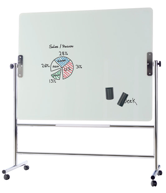 Bi-Office Revolving Double Sided Magnetic Glass Whiteboard 1500x1200mm - GQR0450 - ONE CLICK SUPPLIES