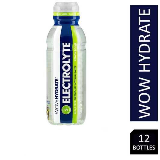 Wow Hydrate Electrolyte Water lemon & Lime 12 x 500ml - ONE CLICK SUPPLIES