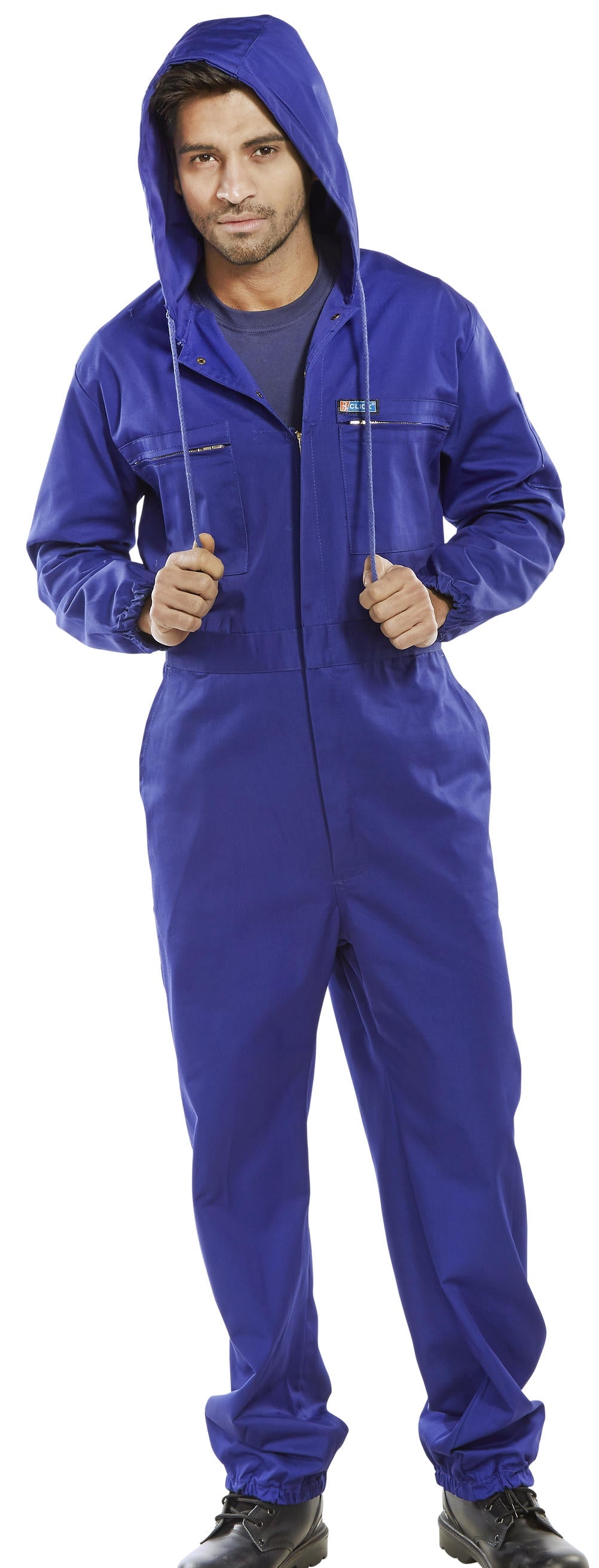 Hooded Boiler Suit Poly Cotton ROYAL BLUE {All Sizes} - ONE CLICK SUPPLIES