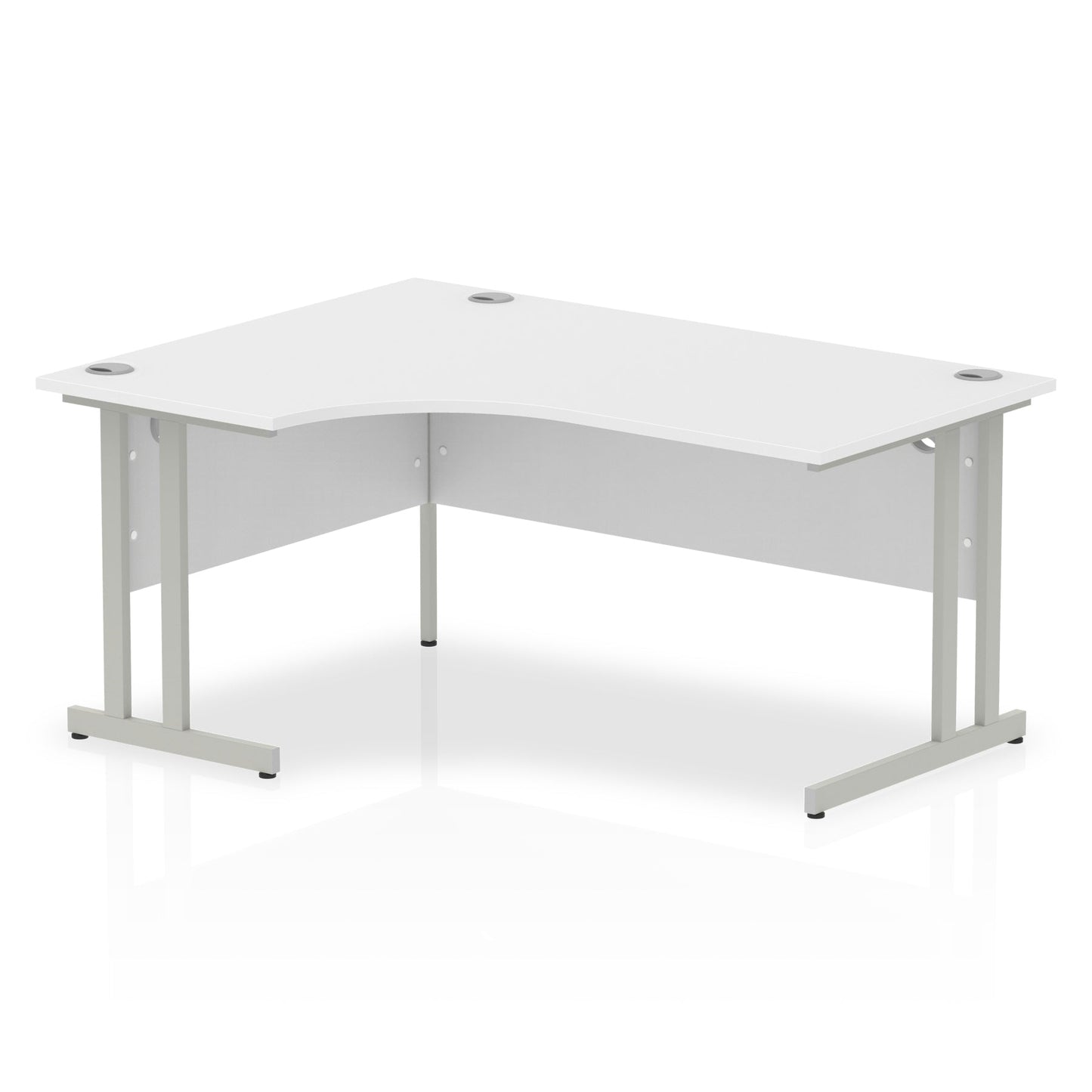 Impulse 1600mm Left Crescent Desk White Top Silver Cantilever Leg I000321 - ONE CLICK SUPPLIES