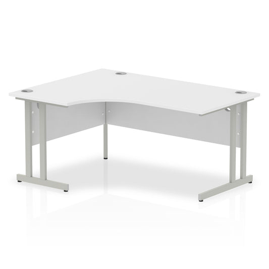 Impulse 1600mm Left Crescent Desk White Top Silver Cantilever Leg I000321 - ONE CLICK SUPPLIES