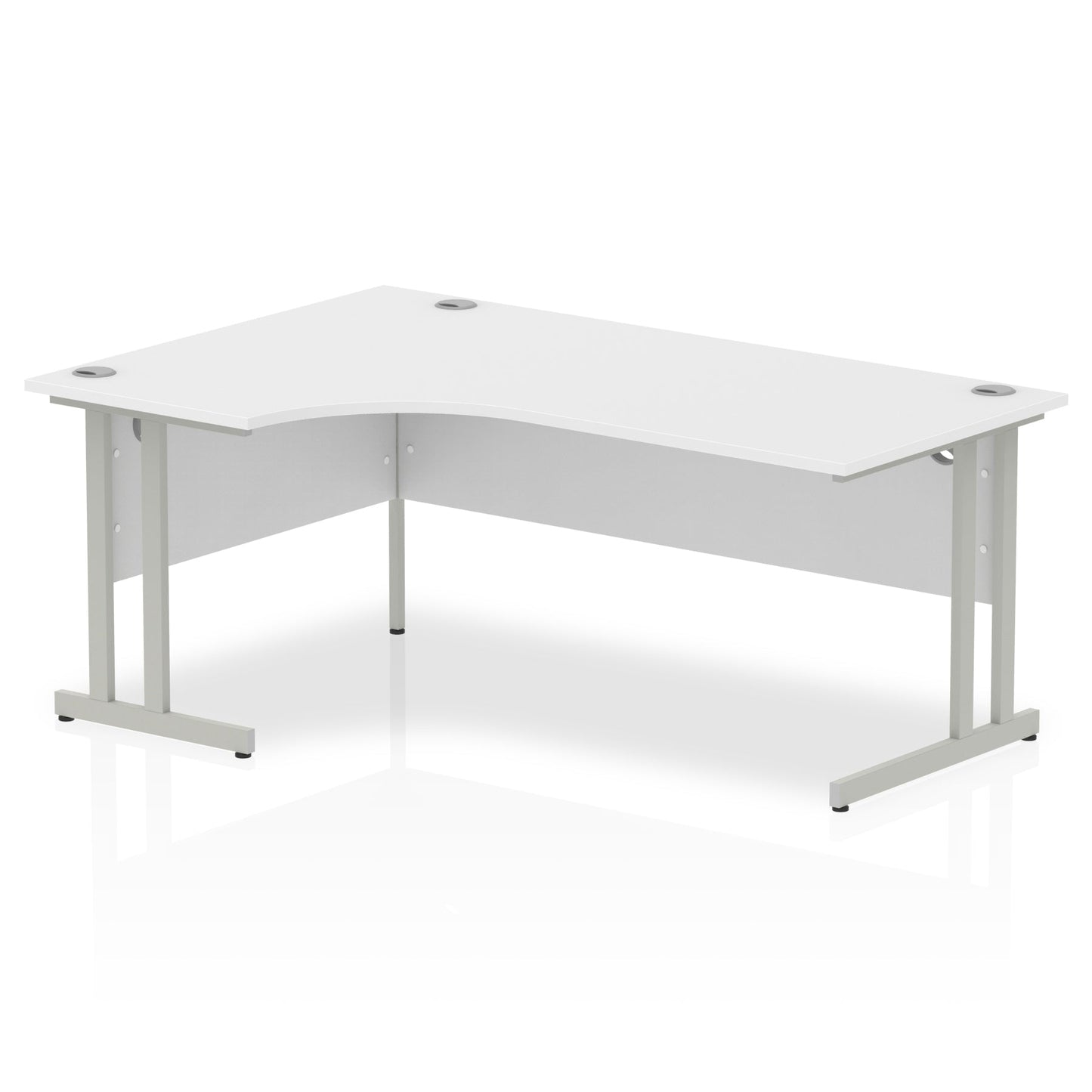 Impulse Contract Left Hand Crescent Cantilever Desk W1800 x D1200 x H730mm White Finish/Silver Frame - I000323 - ONE CLICK SUPPLIES