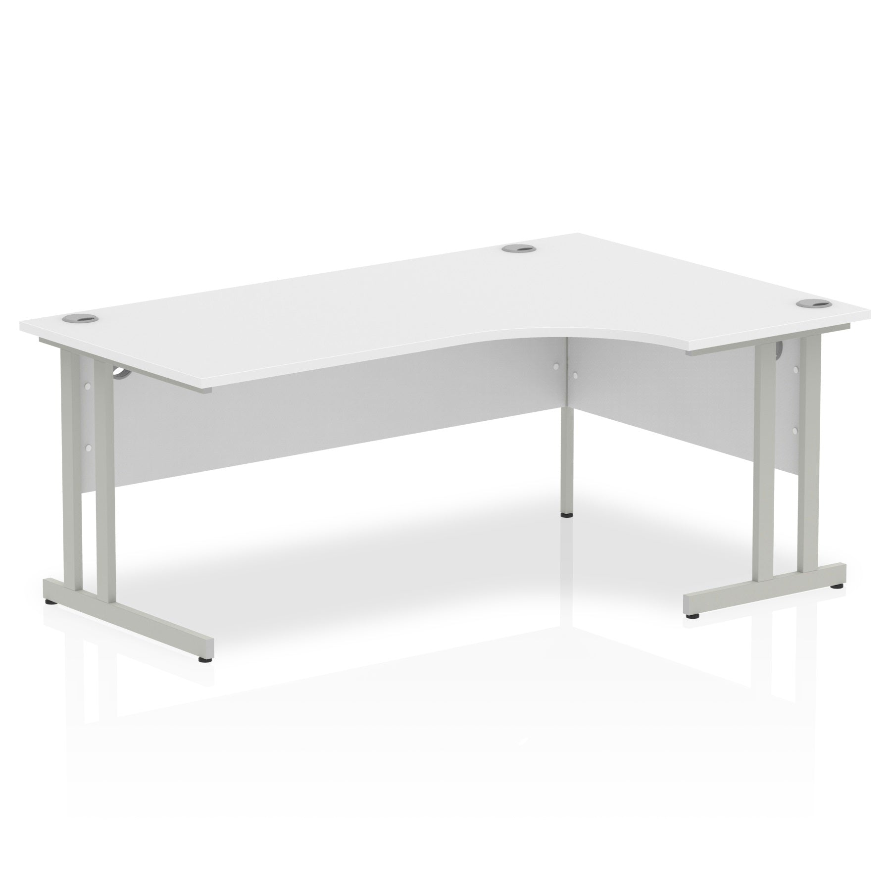 Impulse 1800mm Right Crescent Desk White Top Silver Cantilever Leg I000324 - ONE CLICK SUPPLIES