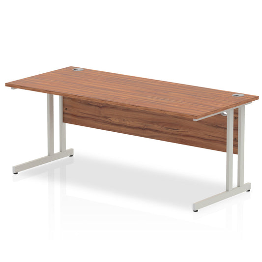 Impulse 1800 x 800mm Straight Desk Walnut Top Silver Cantilever Leg I000330 - ONE CLICK SUPPLIES