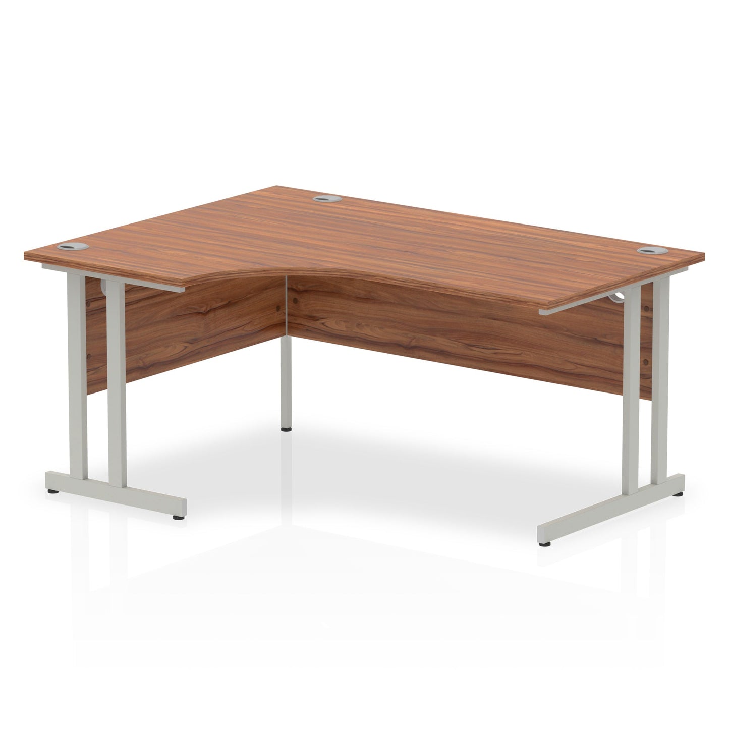 Dynamic Impulse 1600mm Left Crescent Desk Walnut Top Silver Cantilever Leg I000343 - ONE CLICK SUPPLIES