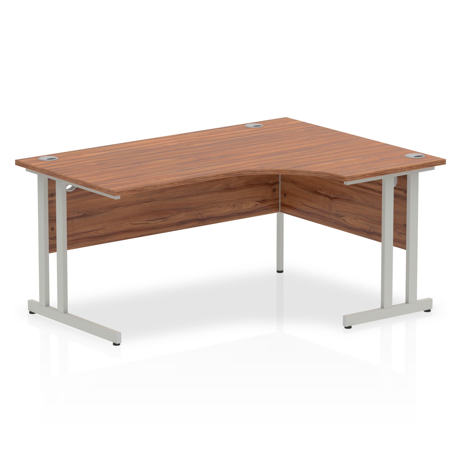 Dynamic Impulse 1600mm Right Crescent Desk Walnut Top Silver Cantilever Leg I000344 - ONE CLICK SUPPLIES