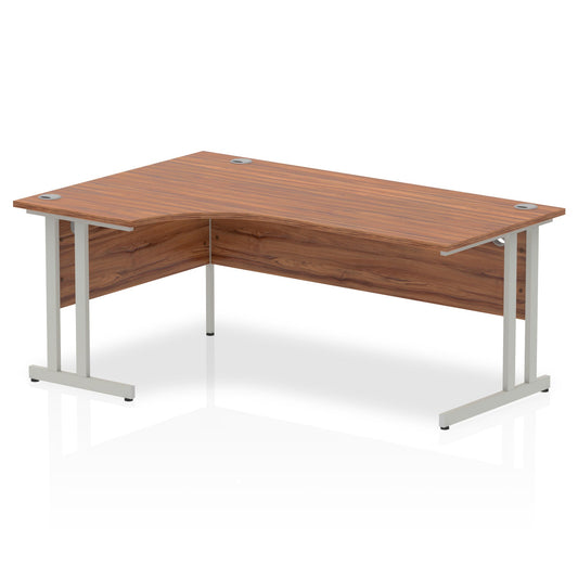 Dynamic Impulse 1800mm Left Crescent Desk Walnut Top Silver Cantilever Leg I000345 - ONE CLICK SUPPLIES