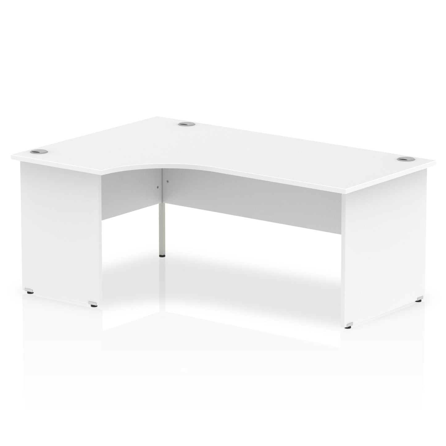 Impulse Contract Left Hand Crescent Radial Panel End Desk W1800 x D1200 x H730mm White Finish/White Frame - I000411 - ONE CLICK SUPPLIES