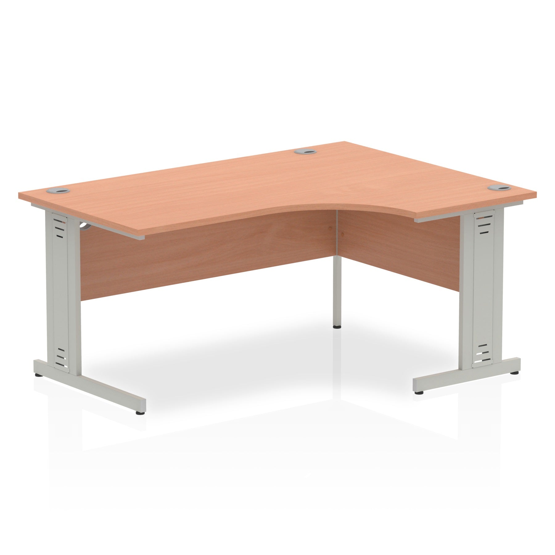 Dynamic Impulse 1600mm Right Crescent Desk Beech Top Silver Cable Managed Leg I000473 - ONE CLICK SUPPLIES