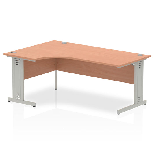 Dynamic Impulse 1800mm Left Crescent Desk Beech Top Silver Cable Managed Leg I000474 - ONE CLICK SUPPLIES