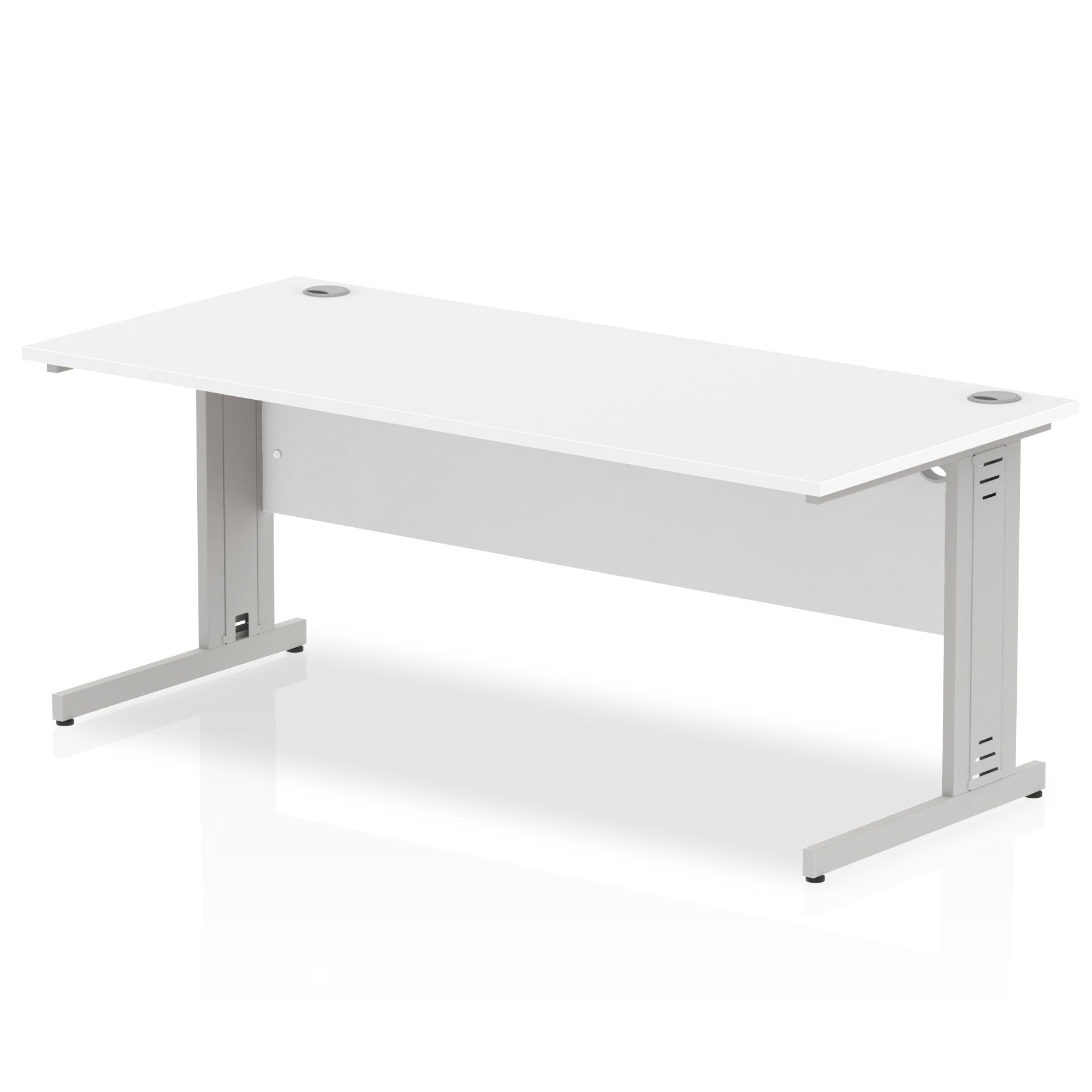 Impulse 1800 x 800mm Straight Desk White Top Silver Cable Managed Leg I000481 - ONE CLICK SUPPLIES