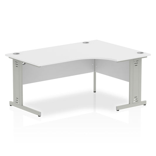 Dynamic Impulse 1600mm Right Crescent Desk White Top Silver Cable Managed Leg I000492 - ONE CLICK SUPPLIES