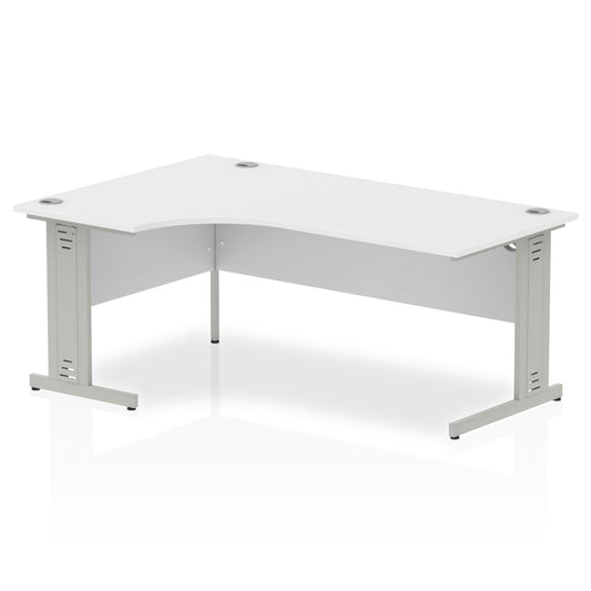 Dynamic Impulse 1800mm Left Crescent Desk White Top Silver Cable Managed Leg I000493 - ONE CLICK SUPPLIES