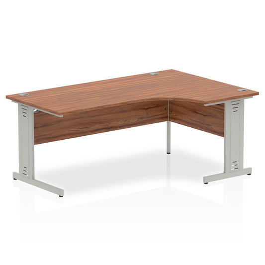 Dynamic Impulse 1800mm Right Crescent Desk Walnut Top Silver Cable Managed Leg I000513 - ONE CLICK SUPPLIES