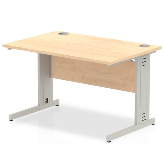 Impulse 1200 x 800mm Straight Desk Maple Top Silver Cable Managed Leg I000516 - ONE CLICK SUPPLIES