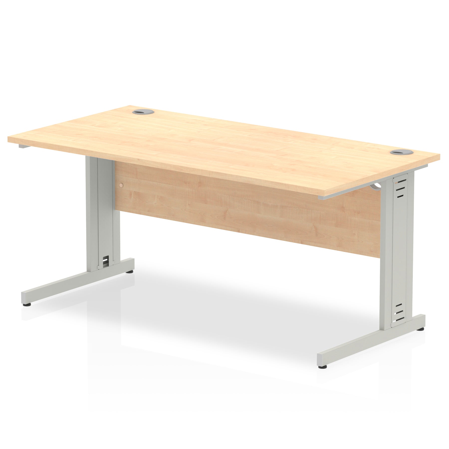 Impulse 1600 x 800mm Straight Desk Maple Top Silver Cable Managed Leg I000518 - ONE CLICK SUPPLIES