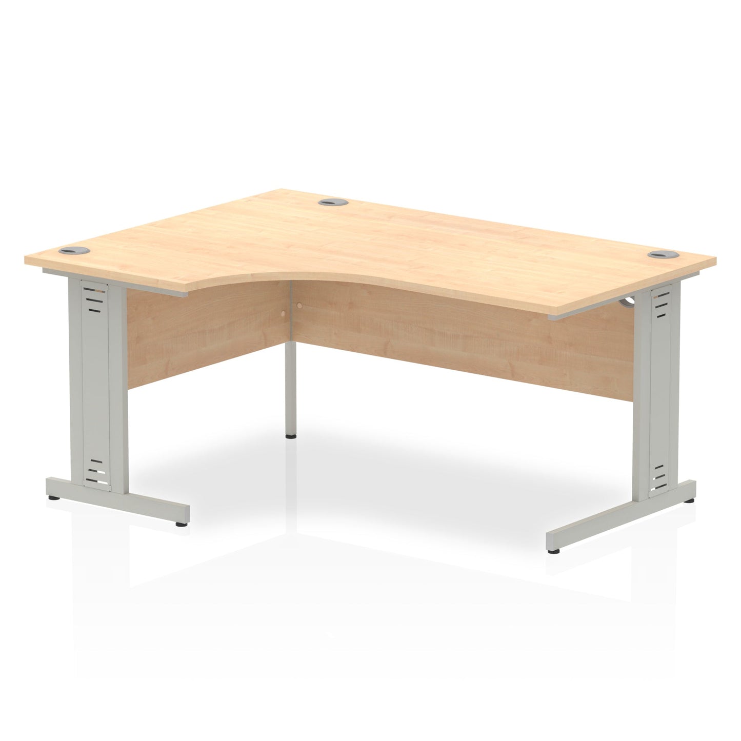 Dynamic Impulse 1600mm Left Crescent Desk Maple Top Silver Cable Managed Leg I000529 - ONE CLICK SUPPLIES