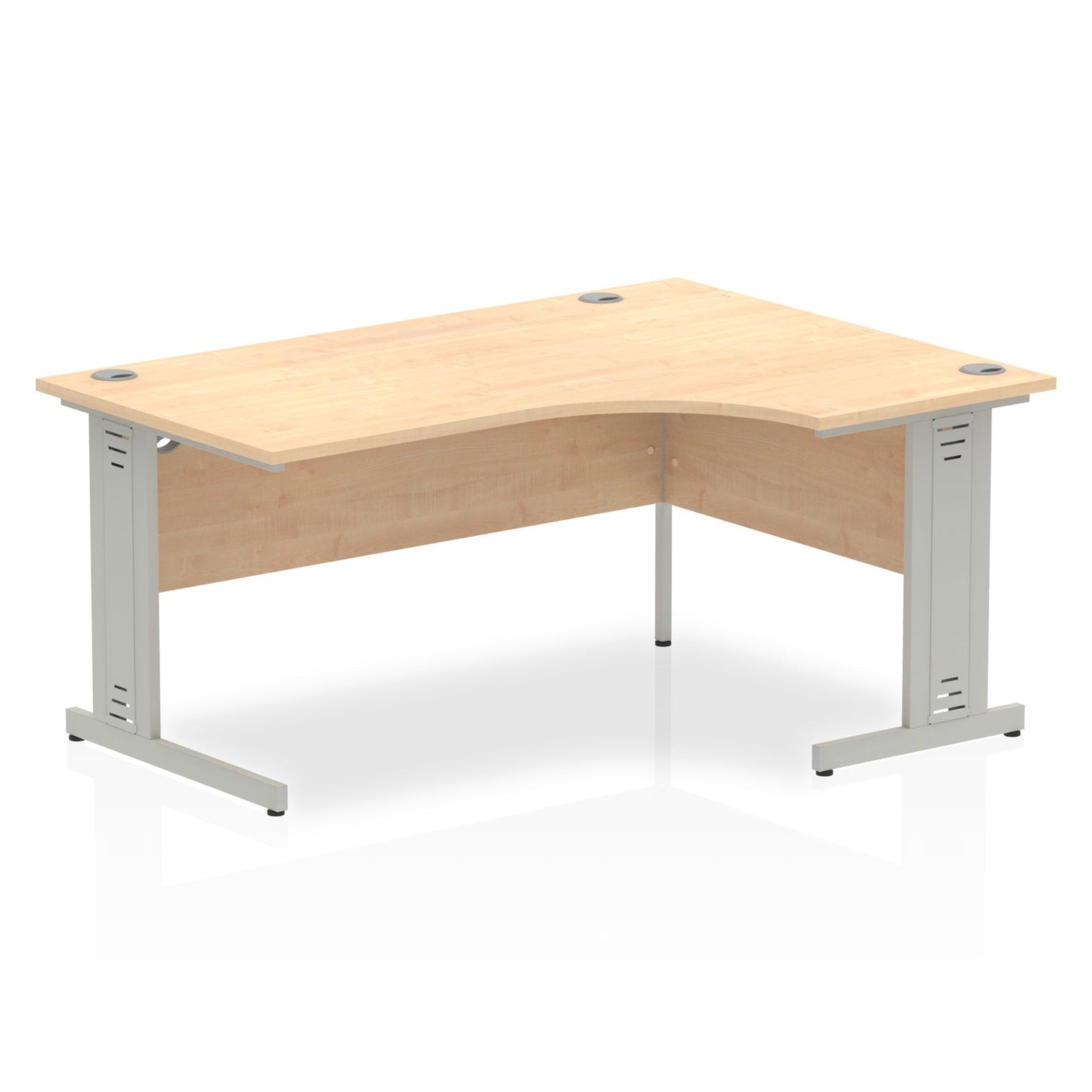 Dynamic Impulse 1600mm Right Crescent Desk Maple Top Silver Cable Managed Leg I000530 - ONE CLICK SUPPLIES