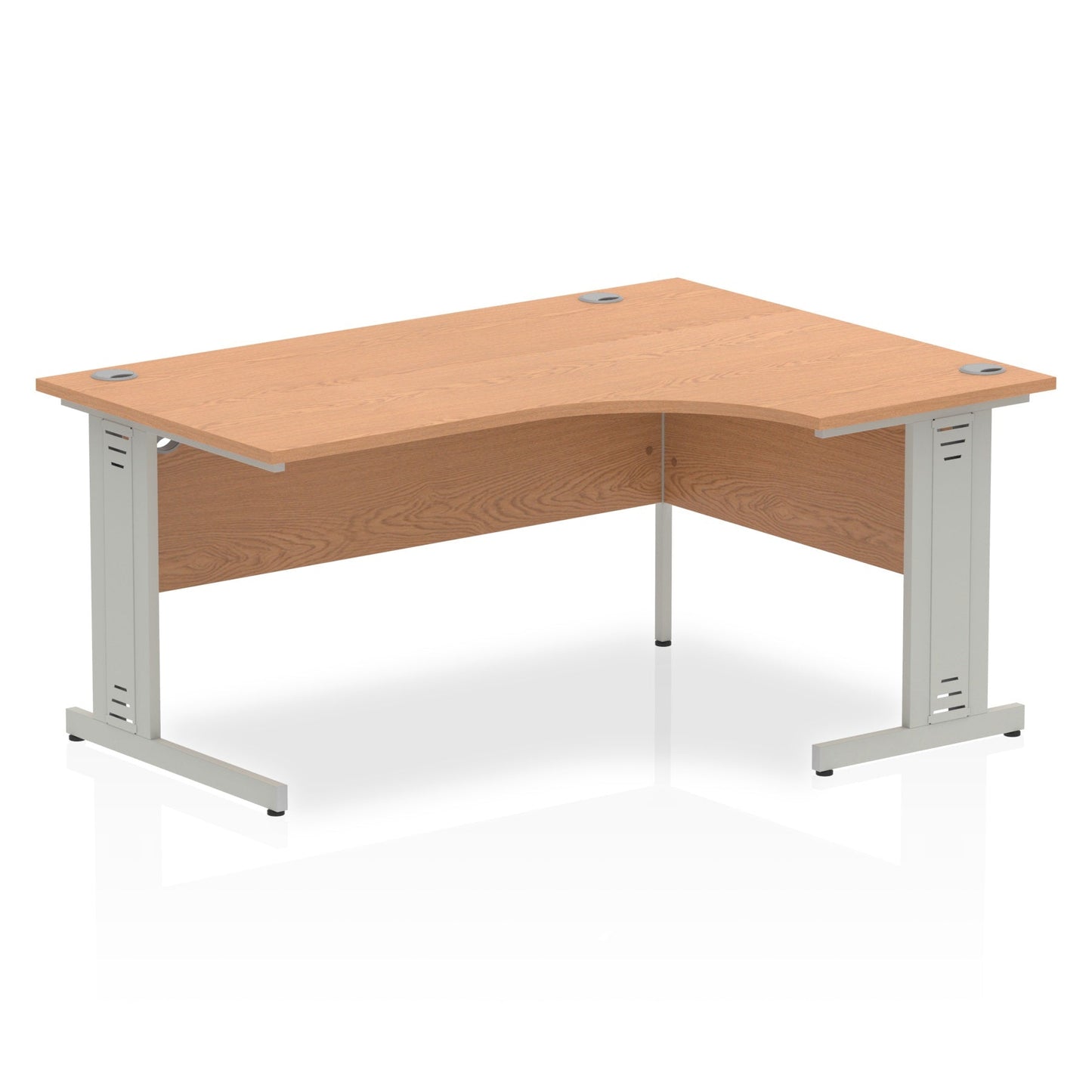 Dynamic Impulse 1600mm Right Crescent Desk Oak Top Silver Cable Managed Leg I000864 - ONE CLICK SUPPLIES