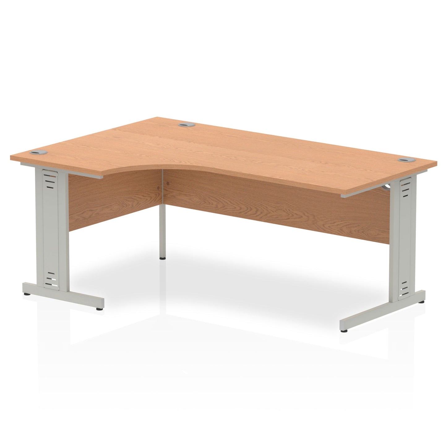 Dynamic Impulse 1800mm Left Crescent Desk Oak Top Silver Cable Managed Leg I000865 - ONE CLICK SUPPLIES