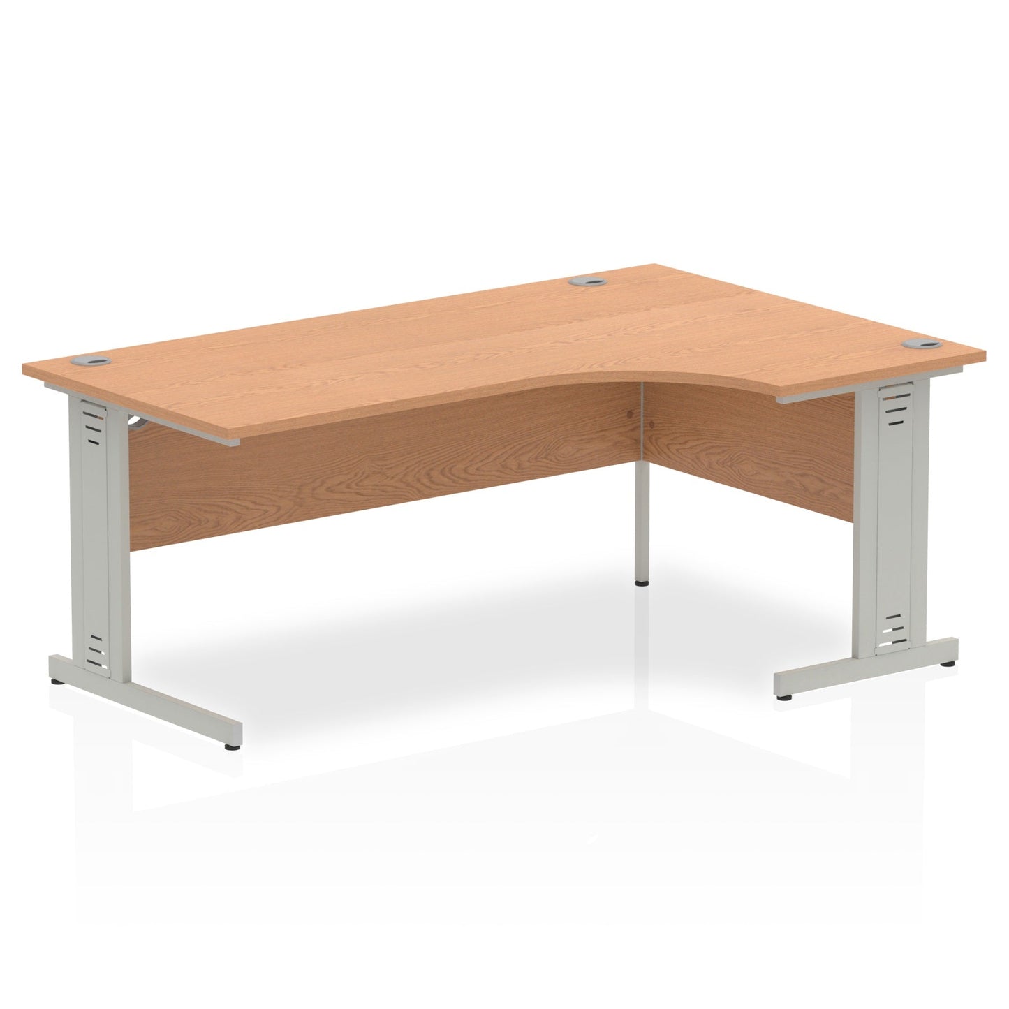 Dynamic Impulse 1800mm Right Crescent Desk Oak Top Silver Cable Managed Leg I000866 - ONE CLICK SUPPLIES