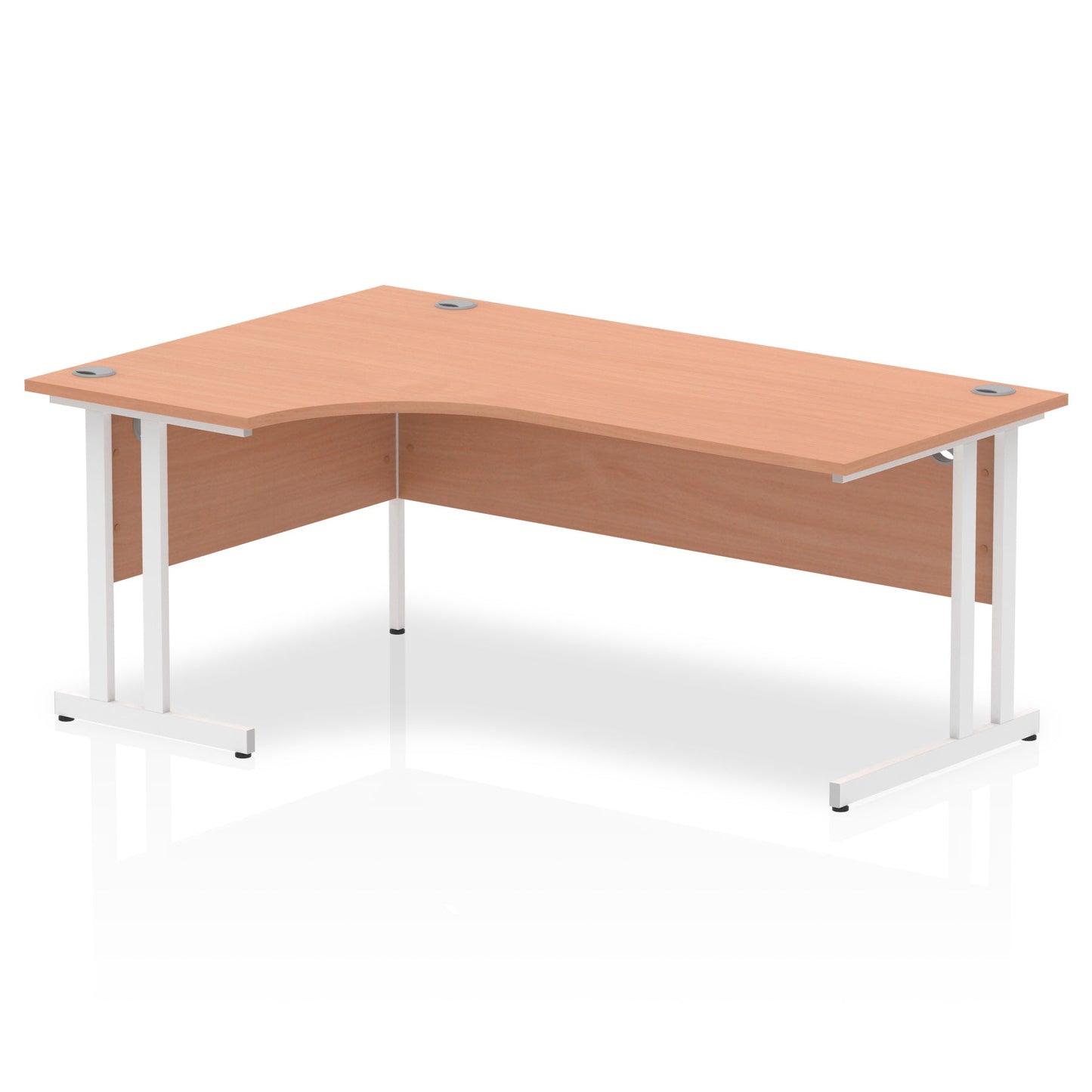 Impulse Contract Left Hand Crescent Cantilever Desk W1800 x D1200 x H730mm Beech Finish/White Frame - I001877 - ONE CLICK SUPPLIES