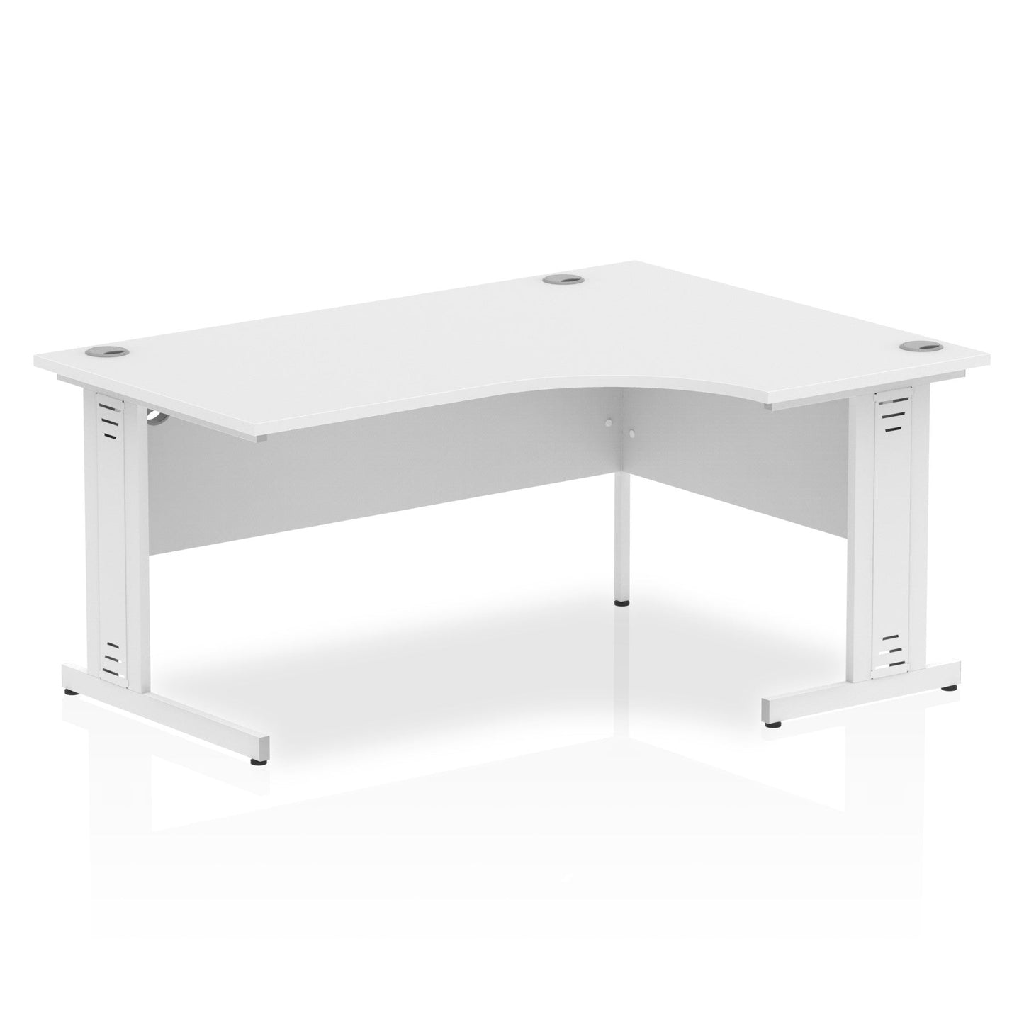 Impulse Contract Right Hand Crescent Cable Managed Leg Desk W1600 x D1200 x H730mm White Finish/White Frame - I002397 - ONE CLICK SUPPLIES