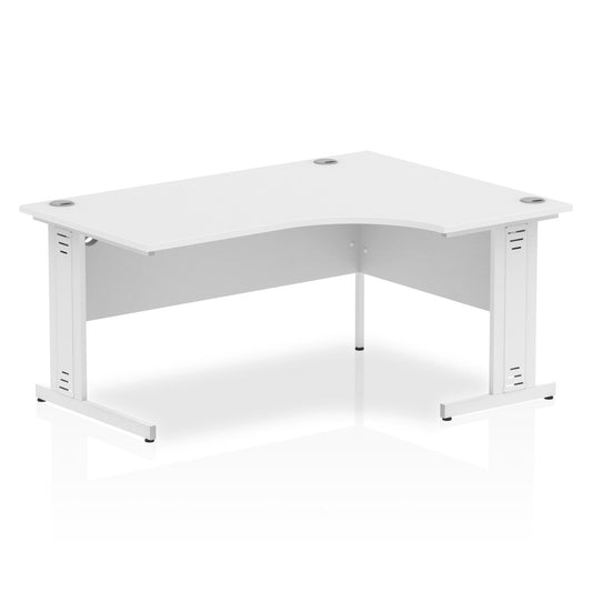 Impulse Contract Right Hand Crescent Cable Managed Leg Desk W1600 x D1200 x H730mm White Finish/White Frame - I002397 - ONE CLICK SUPPLIES