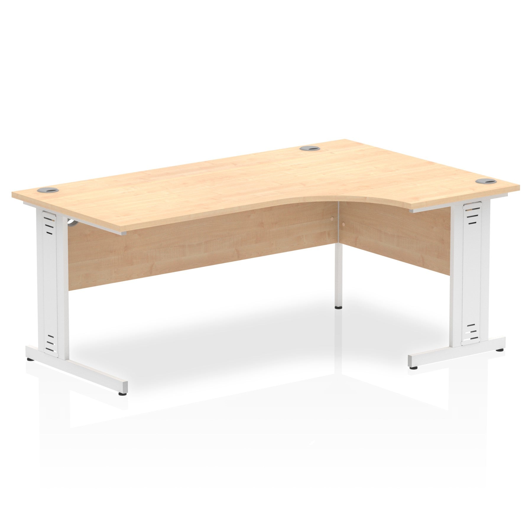 Impulse Contract Right Hand Crescent Cable Managed Leg Desk W1800 x D1200 x H730mm Maple Finish/White Frame - I002625 - ONE CLICK SUPPLIES