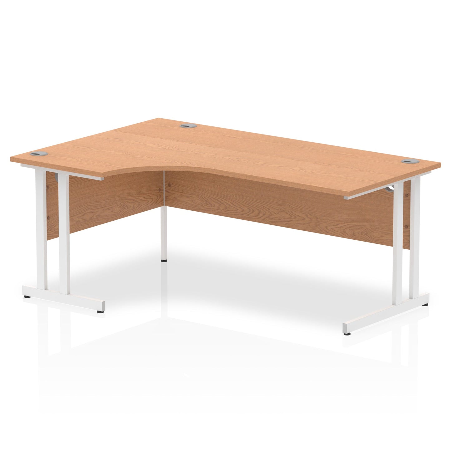 Impulse Contract Left Hand Crescent Cantilever Desk W1800 x D1200 x H730mm Oak Finish/White Frame - I002846 - ONE CLICK SUPPLIES