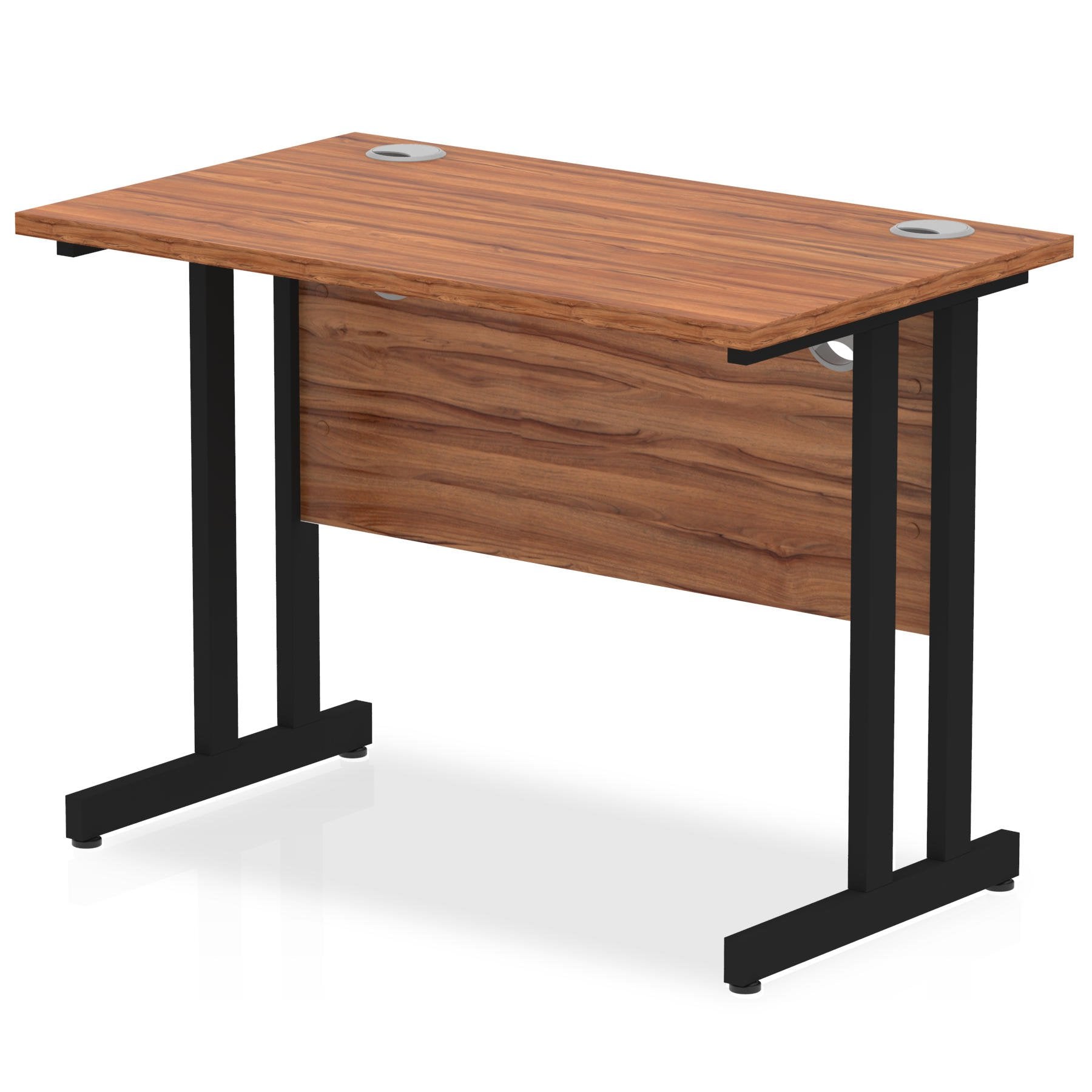 Impulse 1000 x 600mm Straight Desk Walnut Top Black Cantilever Leg I004302 - ONE CLICK SUPPLIES