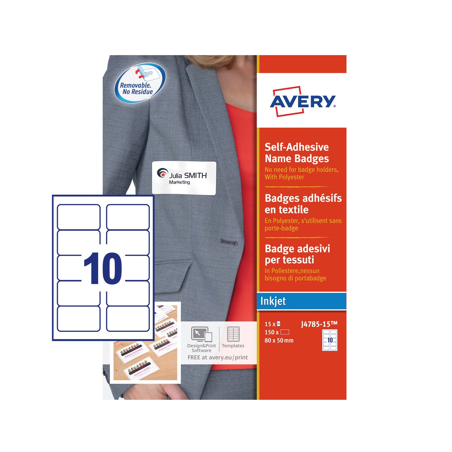 Avery Self-Adhesive Name Badge 80x50mm White (Pack 150) J4785-15 - ONE CLICK SUPPLIES