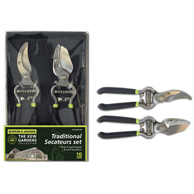 S&J Kew Garden Bypass & Anvil Traditional Secateurs Twin Set - ONE CLICK SUPPLIES