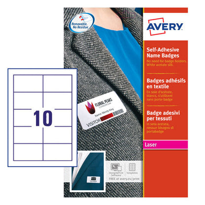 Avery Self-Adhesive Name Badge 80x50mm White/Blue (Pack 200) L4787-20 - ONE CLICK SUPPLIES