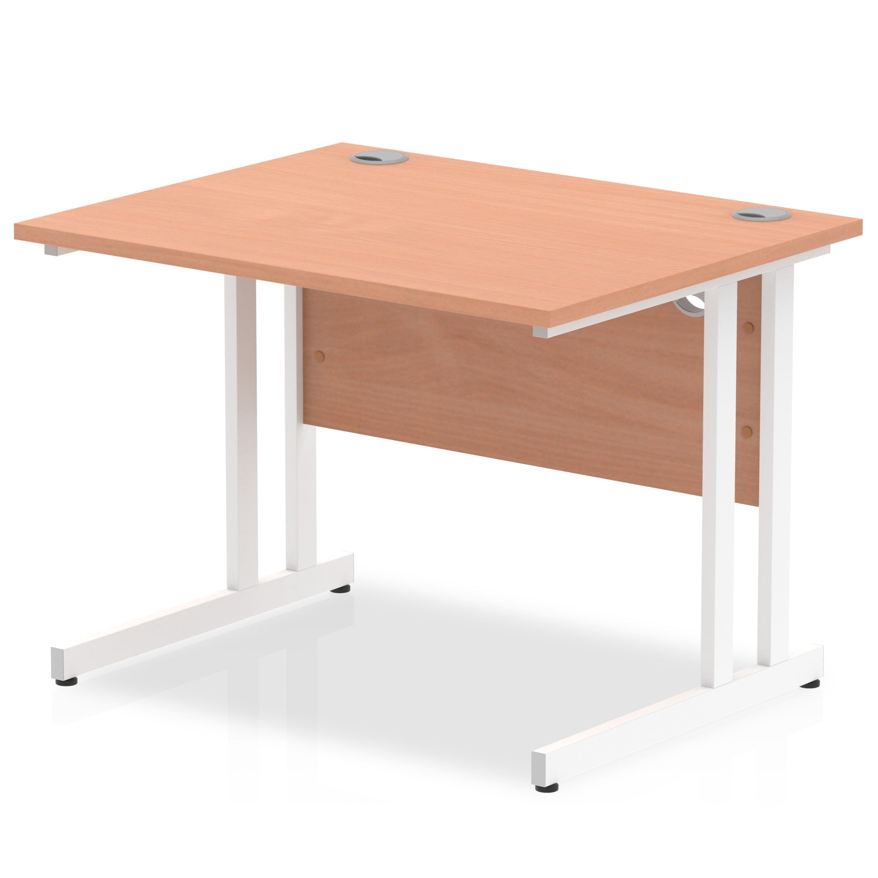 Impulse 1000 x 800mm Straight Desk Beech Top White Cantilever Leg MI001673 - ONE CLICK SUPPLIES