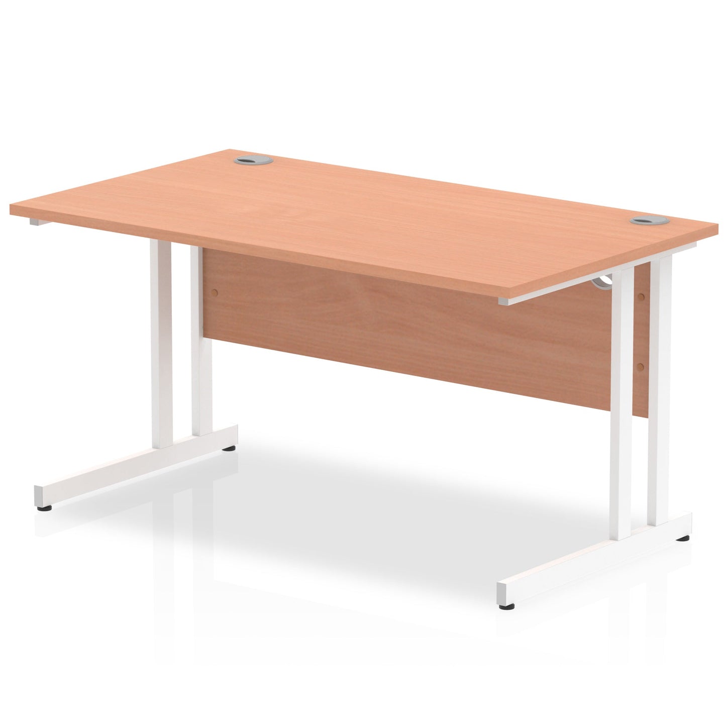 Impulse 1400 x 800mm Straight Desk Beech Top White Cantilever Leg MI001675 - ONE CLICK SUPPLIES