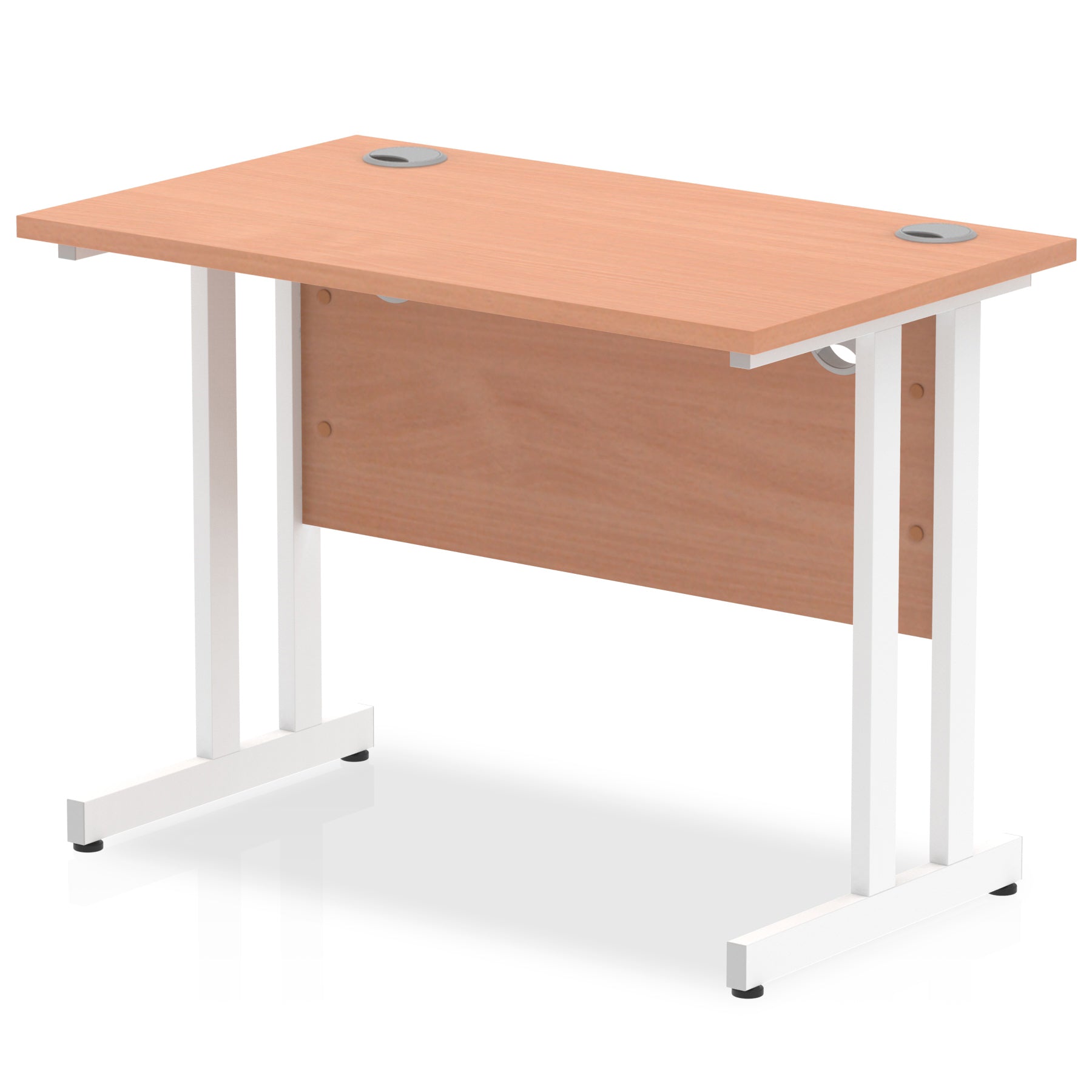 Impulse 1000 x 600mm Straight Desk Beech Top White Cantilever Leg MI001683 - ONE CLICK SUPPLIES