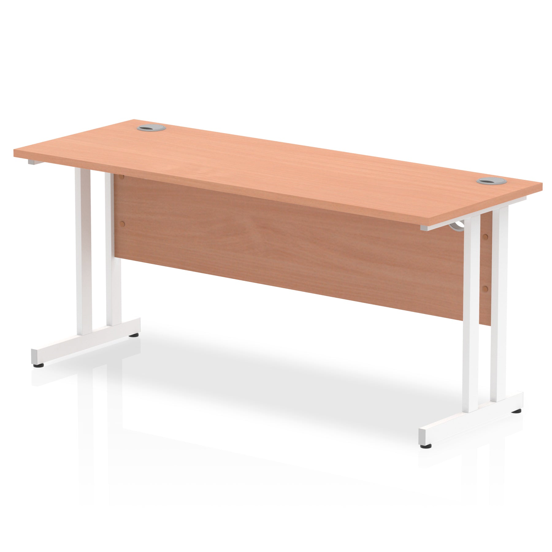 Impulse 1600 x 600mm Straight Desk Beech Top White Cantilever Leg MI001686 - ONE CLICK SUPPLIES