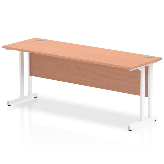 Impulse 1800 x 600mm Straight Desk Beech Top White Cantilever Leg MI001687 - ONE CLICK SUPPLIES